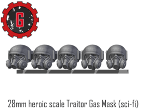 28mm Heroic Traitor Guard in futuristic gas masks in Tan Fine Detail Plastic: Small