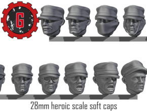 28mm heroic scale soft caps characters in Tan Fine Detail Plastic: Small