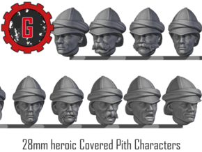 28mm heroic scale Covered Pith character heads in Tan Fine Detail Plastic