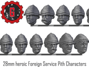 28mm heroic Foreign Service Pith character heads  in Tan Fine Detail Plastic