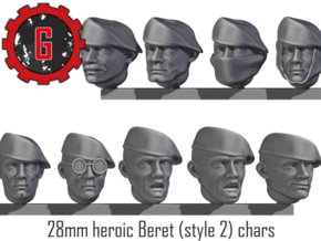 28mm heroic style Beret character heads (style 2) in Tan Fine Detail Plastic: Small