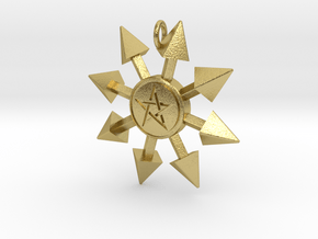 Chaos Star pentacle pendant in Natural Brass