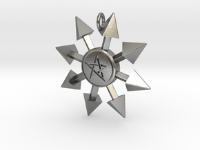 Chaos Star pentacle pendant in Natural Silver