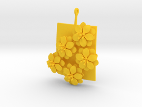 Pendant with five large flowers of the Anemone in Yellow Processed Versatile Plastic