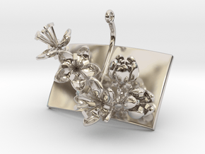 Pendant with five small flowers of the Apple in Rhodium Plated Brass