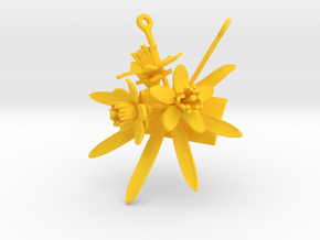 Pendant with three large flowers of the Choisya in Yellow Processed Versatile Plastic