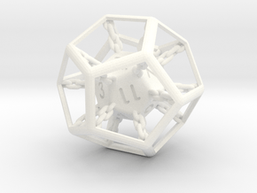 Chained die 12-sided in White Processed Versatile Plastic