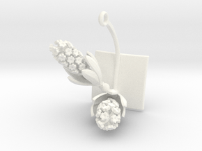 Pendant with two large flowers of the Hyacinth in White Processed Versatile Plastic