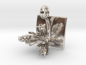 Pendant with three small flowers of the Hyacinth in Rhodium Plated Brass