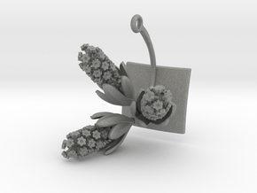 Pendant with three large flowers of the Hyacinth in Gray PA12