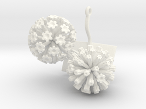 Pendant with two large flowers of the Garlic I in White Processed Versatile Plastic