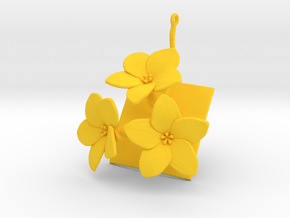 Pendant with three large flowers of the Melon in Yellow Processed Versatile Plastic