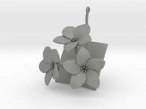 Pendant with three large flowers of the Melon in Gray PA12