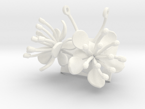 Pendant with two large flowers of the Raspberry in White Processed Versatile Plastic