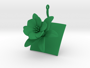 Pendant with one large flower of the Pomegranate in Green Processed Versatile Plastic