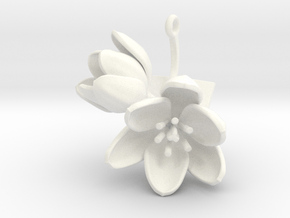 Pendant with two large flowers of the Tulip III in White Processed Versatile Plastic