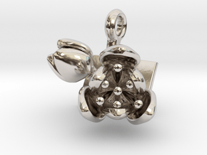 Pendant with two small flowers of the Tulip II in Rhodium Plated Brass