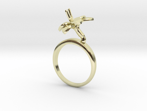 Ring with one small flower of the Amaryllis in 14k Gold Plated Brass: 7.25 / 54.625