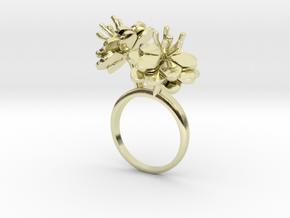 Ring with two small flowers of the Anemone R in 14k Gold Plated Brass: 7.25 / 54.625