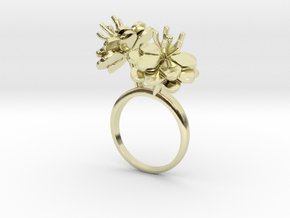 Ring with two small flowers of the Anemone R in 14k Gold Plated Brass: 7.75 / 55.875