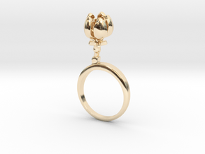 Ring with one small closed flower of the Apple in 14k Gold Plated Brass: 6 / 51.5