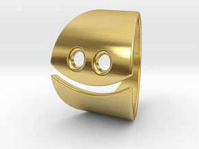 Emoji Happy Ring in Polished Brass