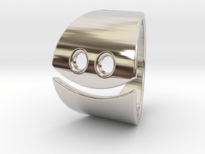 Emoji Happy Ring in Rhodium Plated Brass