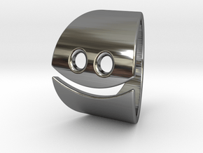 Emoji Happy Ring in Fine Detail Polished Silver