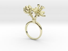 Ring with two small flowers of the Apple in 14k Gold Plated Brass: 7.25 / 54.625