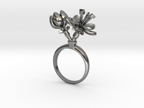 Ring with two small flowers of the Apple in Polished Silver: 7.25 / 54.625