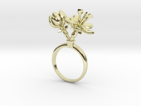 Ring with two small flowers of the Apple in 14k Gold Plated Brass: 7.75 / 55.875