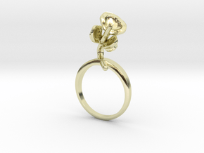 Ring with one small flower of the Bean in 14k Gold Plated Brass: 7.25 / 54.625