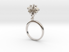 Ring with one small flower of the Cherry in Rhodium Plated Brass: 7.25 / 54.625