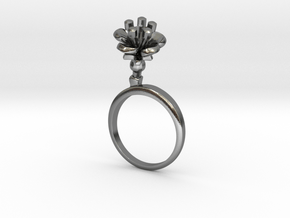 Ring with one small flower of the Cherry in Polished Silver: 7.25 / 54.625