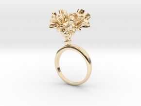 Ring with two small flowers of the Cherry L in 14k Gold Plated Brass: 5.75 / 50.875