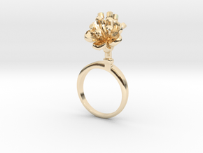 Ring with two small flowers of the Cherry R in 14k Gold Plated Brass: 5.75 / 50.875