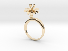 Ring with one small flower of the Chicory in 14k Gold Plated Brass: 5.75 / 50.875