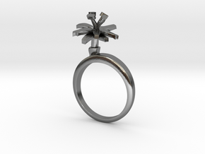 Ring with one small flower of the Chicory in Polished Silver: 5.75 / 50.875