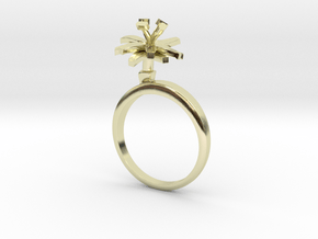 Ring with one small flower of the Chicory in 14k Gold Plated Brass: 7.25 / 54.625