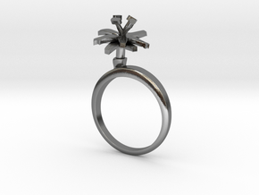 Ring with one small flower of the Chicory in Polished Silver: 7.25 / 54.625