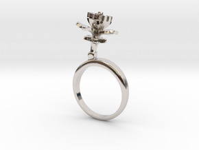 Ring with one small flower of the Choisya in Rhodium Plated Brass: 5.75 / 50.875