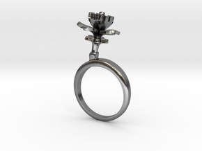 Ring with one small flower of the Choisya in Polished Silver: 5.75 / 50.875
