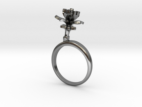Ring with one small flower of the Choisya in Polished Silver: 7.25 / 54.625