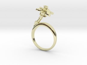 Ring with one small flower of the Daffodil in 14k Gold Plated Brass: 7.25 / 54.625