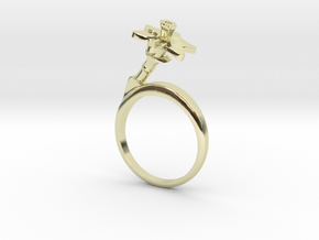 Ring with one small flower of the Daffodil in 14k Gold Plated Brass: 7.75 / 55.875