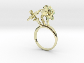 Ring with three small flowers of the Daffodil in 14k Gold Plated Brass: 7.25 / 54.625