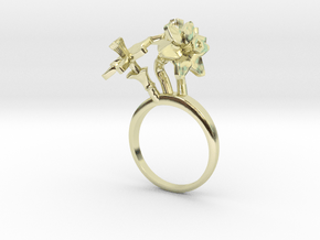 Ring with three small flowers of the Daffodil in 14k Gold Plated Brass: 7.75 / 55.875