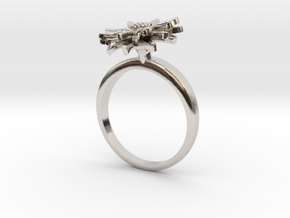 Ring with one small flower of the Daisy in Rhodium Plated Brass: 7.25 / 54.625