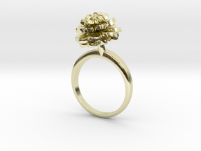 Ring with one small flower of the Dhalia in 14k Gold Plated Brass: 7.25 / 54.625