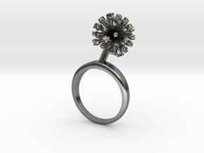 Ring with one small flower of the Garlic in Polished Silver: 5.75 / 50.875